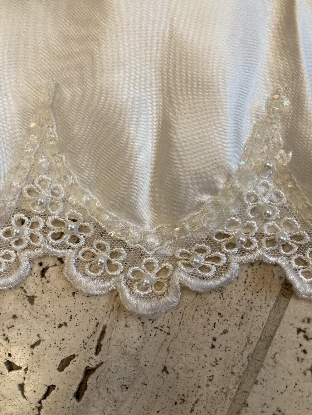 Vintage Ivory Satin and Lace Wedding Gown - Picture 6 of 16
